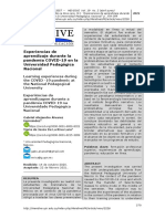 Experiencias de Aprendizaje Durante La Pandemia COVID-19 en La Universidad Pedagógica Nacional