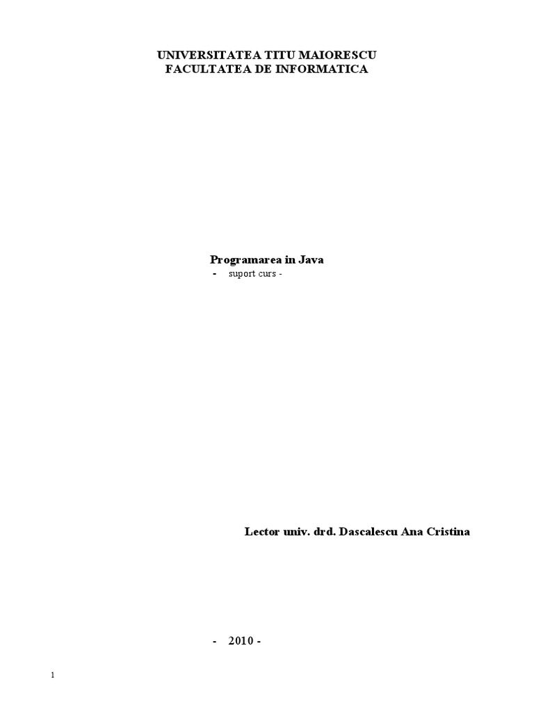Programare in Java | PDF