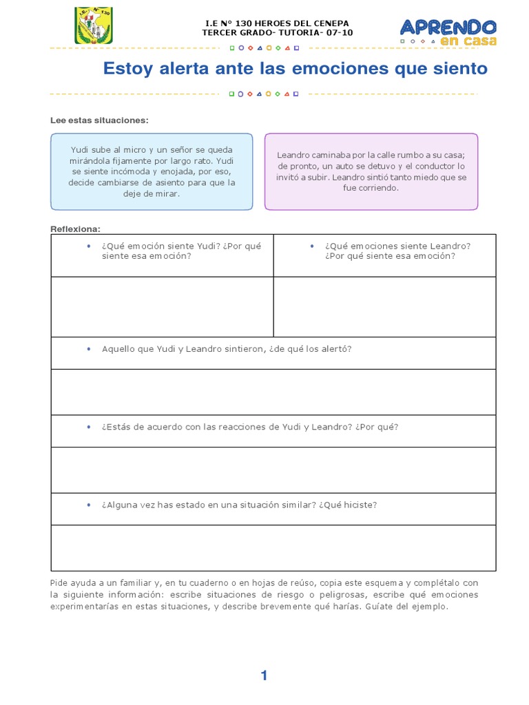 Emociones y Riesgos en Niños de Tercer Grado | PDF