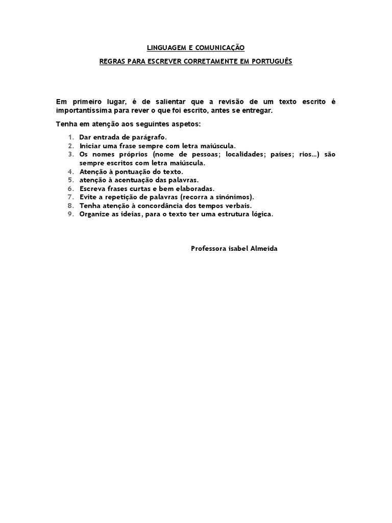 Regras para Escrever Corretamente, em Português | PDF