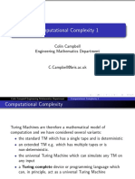 Computational Complexity 1: Colin Campbell Engineering Mathematics Department