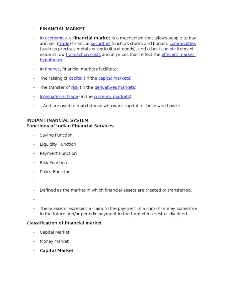 Overview of Financial Markets | PDF | Financial Markets | Securities ...