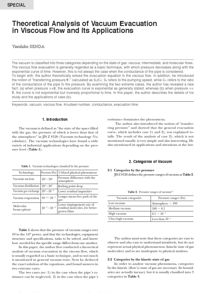 Theoretical Analysis of Vacuum Evacuation in Viscous Flow Reveals New