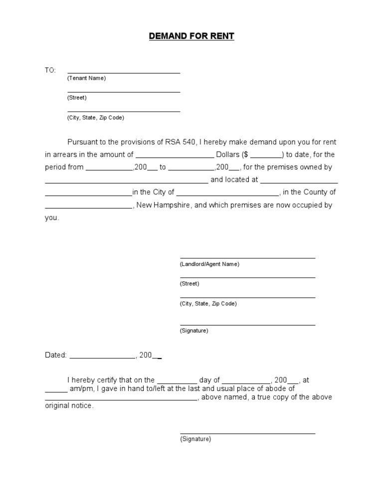 Demand for Rent Notice Template | PDF