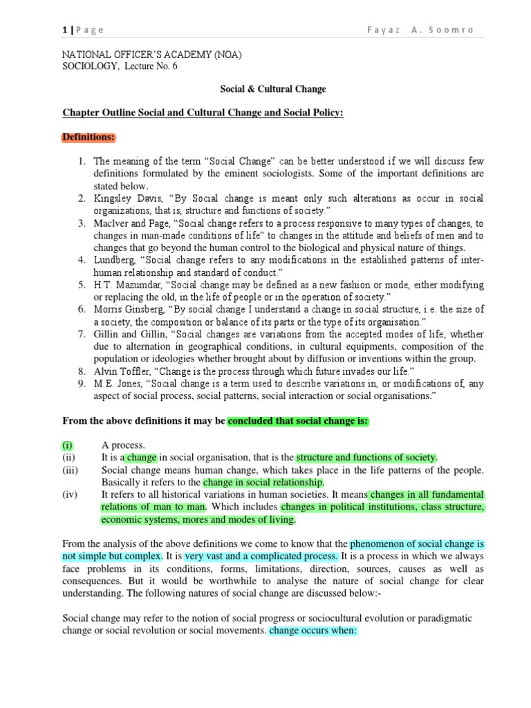 Understanding Social and Cultural Change | PDF | Sociocultural ...