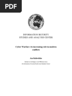 Download CYBER WARFARE ITS INCREASING ROLE IN MODERN CONFLICTS by INFORMATION SECURITY STUDIES AND ANALYSIS CENTER SN53069265 doc pdf