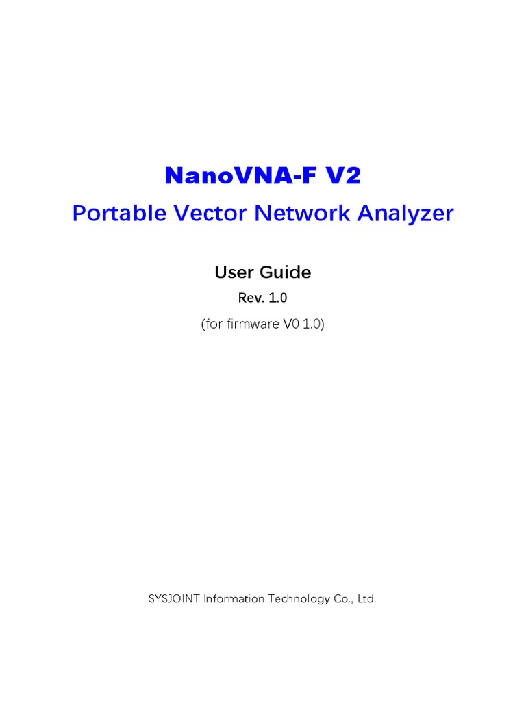 NanoVNA-F V2 Portable Vector Network Analyzer User Guide V1.0 | PDF ...