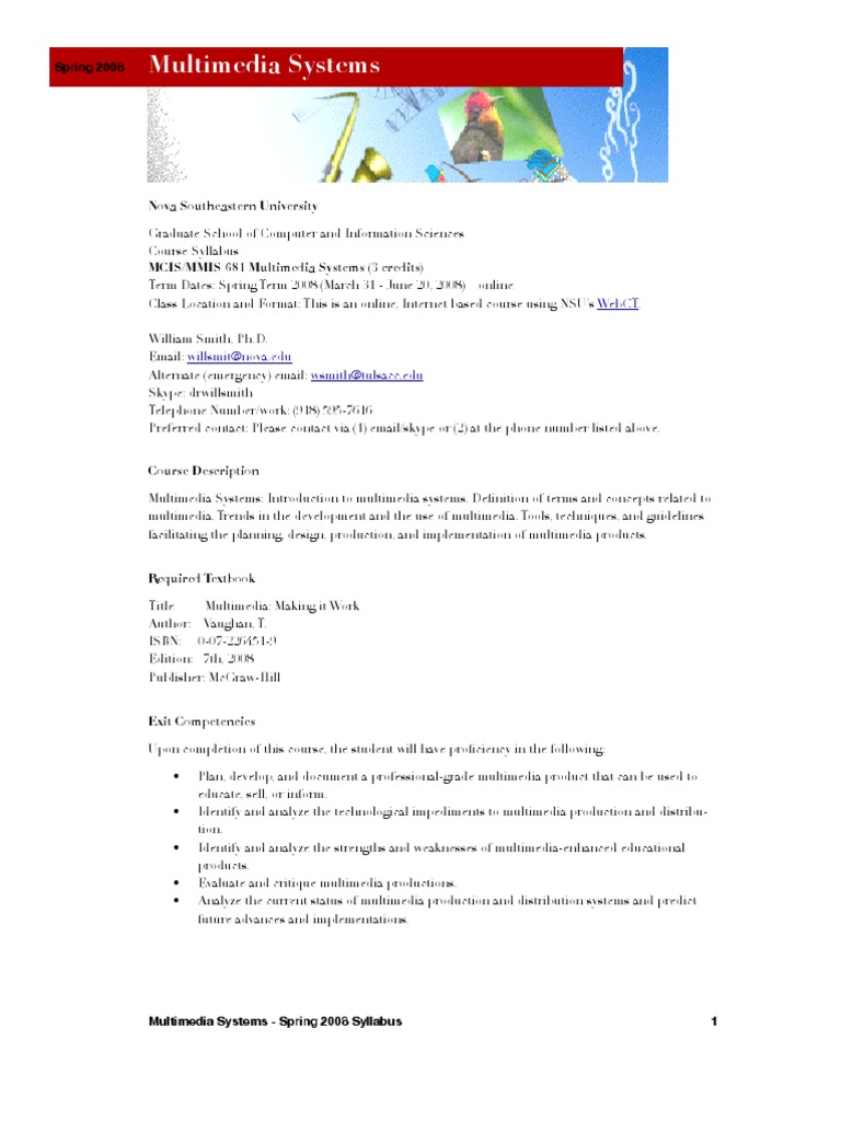 multimedia course outline File Format Multimedia