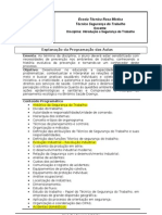 Plano de Aulas Segurança Do Trabalho