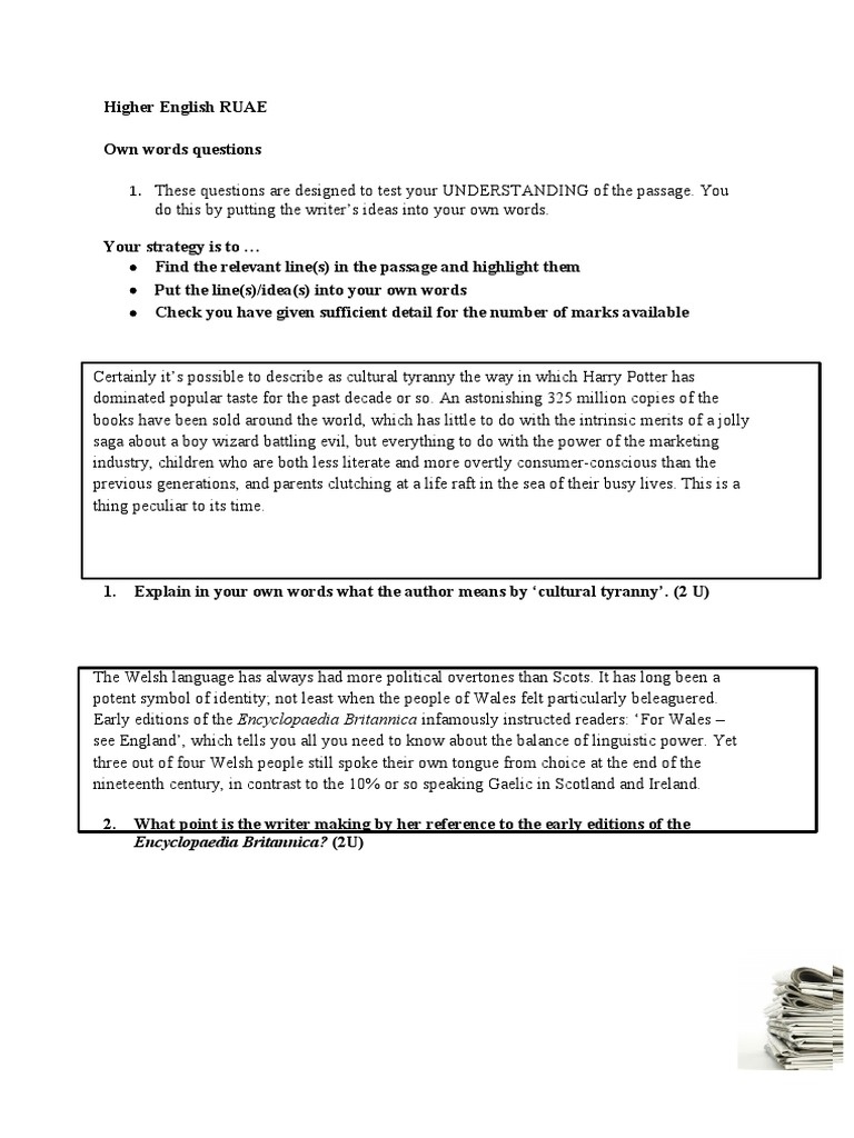 Higher English RUAE Unit 2 PDF