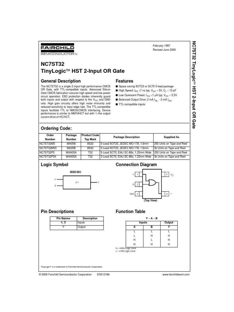 CI SMD - HST 2-Input OR Gate - NC7ST32 - Marking Code - T32B | PDF ...