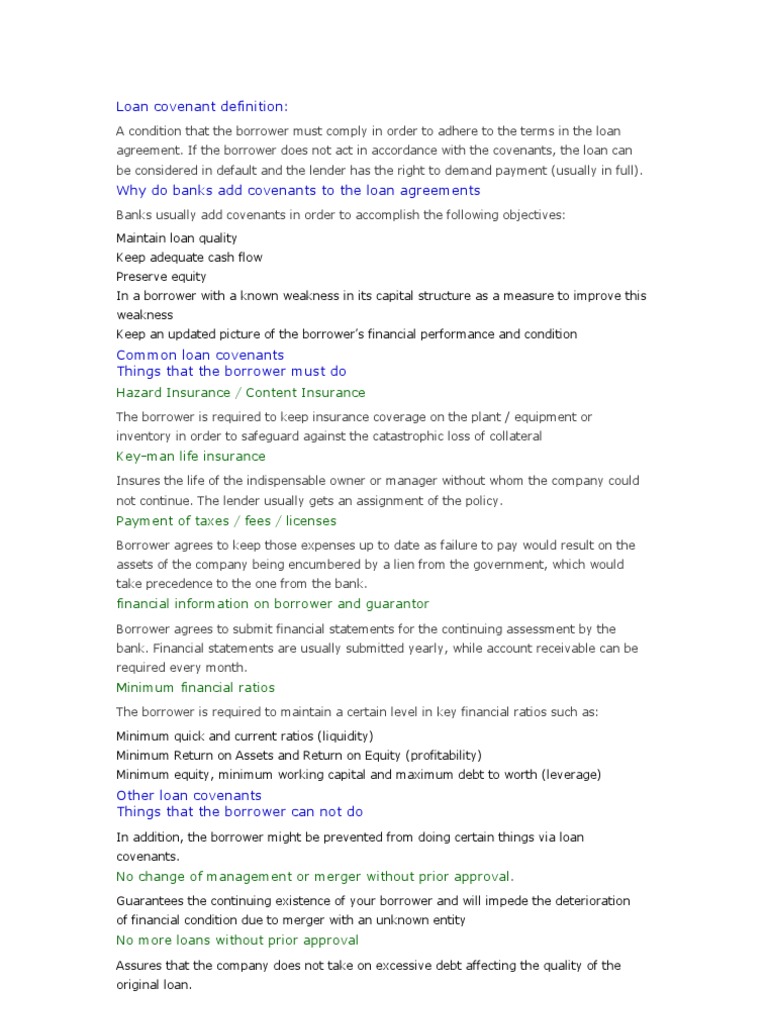 Understanding Loan Covenants | PDF | Banks | Debt