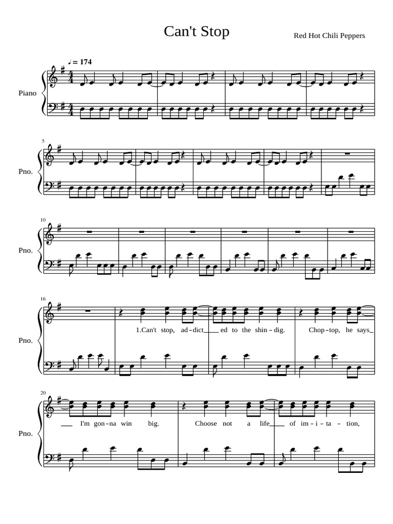 Can T Stop - Red Hot Chili Peppers | PDF | Songs Written | Song