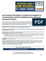 Does Company Size Matter An Empirical Investigation On Job Satisfaction and Work Flexibility Based On Romanian Employees Opinions1