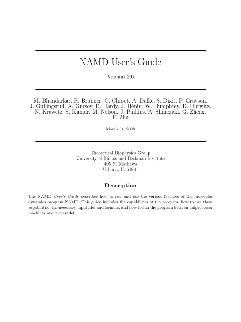 NAMD User's Guide | PDF | Force Field (Chemistry) | License
