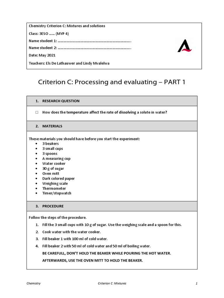 Effect of Temperature on Sugar Dissolution | PDF | Water | Cartesian ...