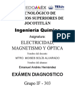 Guía para EXAMEN DIAGNOSTICO de Electricidad magnetismo y Optica