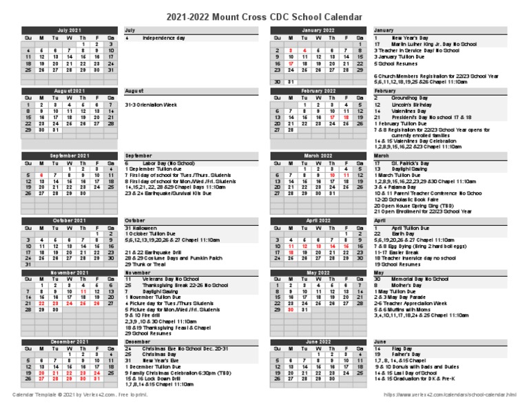2021-2022 Calendar | PDF | Observances | Holidays