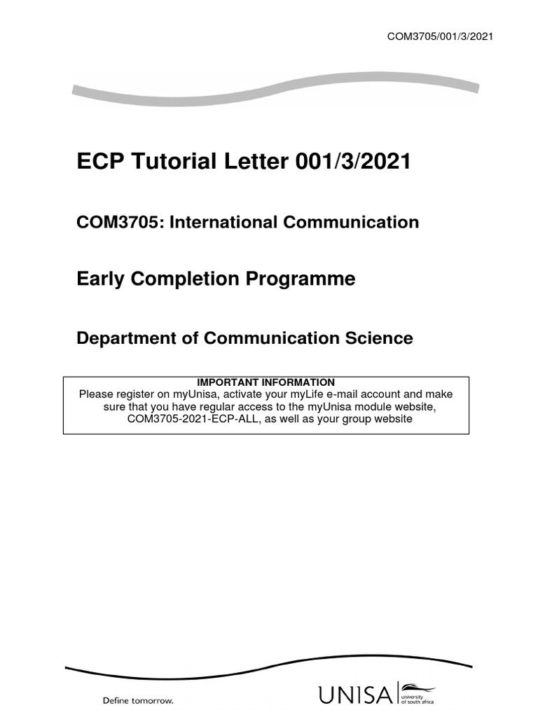 COM3705 International Communication ECP Guide | PDF | Diplomacy | Tourism
