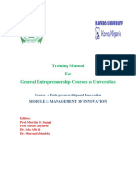 Training Manual For General Entrepreneurship Courses in Universities