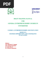 Draft Training Manual FOR General Entrepreneurship Courses in Universities