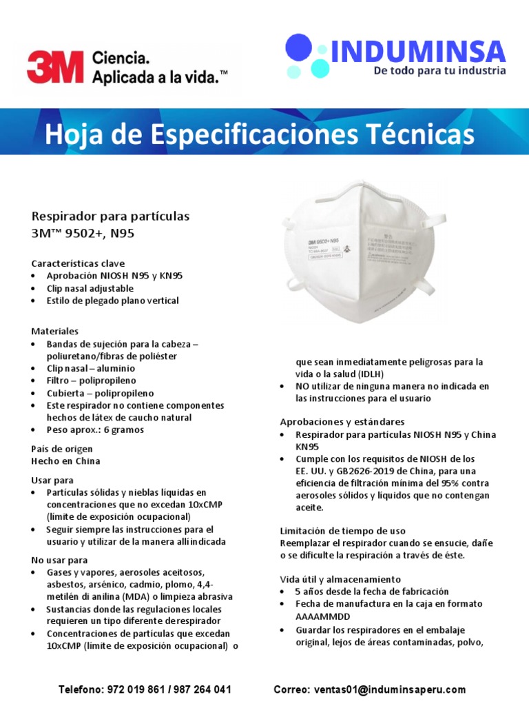 3M Ficha Tecnica 9502LP 1 1 PDF Seguridad y salud ocupacional Química