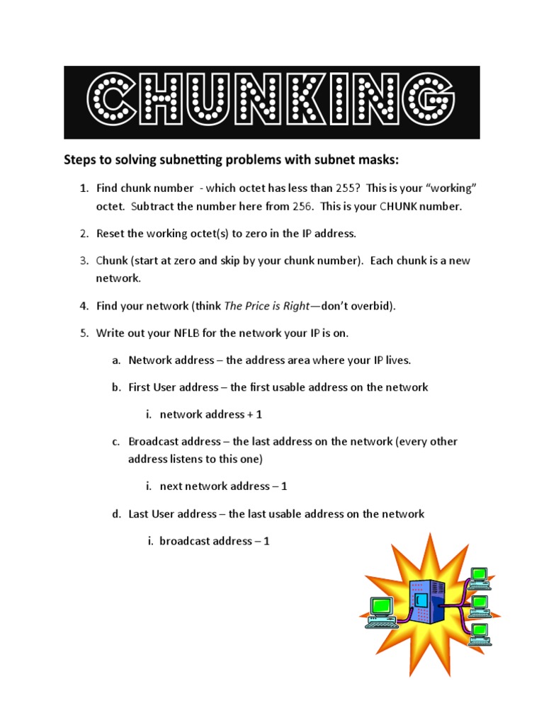 Chunking: Steps To Solving Subnetting Problems With Subnet Masks | PDF ...