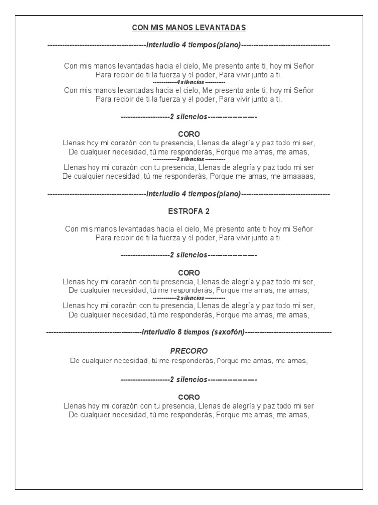 Con Mis Manos Levantadas: Letra y Mensaje | PDF