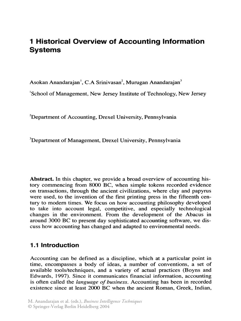 Historical Overview of Accounting Information Systems | PDF | Business ...