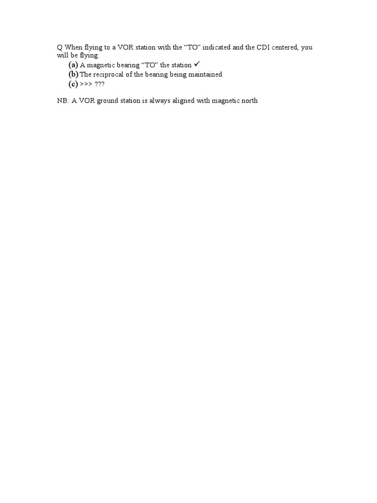 VOR Navigation Practice Questions | PDF