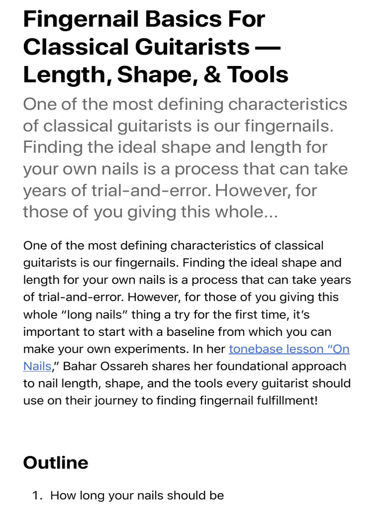Fingernail Basics For Classical Guitarists Length, Shape, & Tools