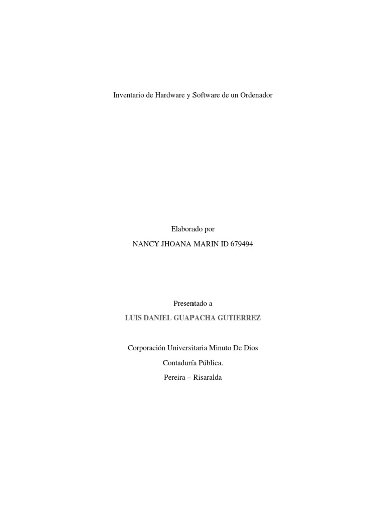 Inventario de Hardware y Software PC | PDF | Hardware de la computadora ...
