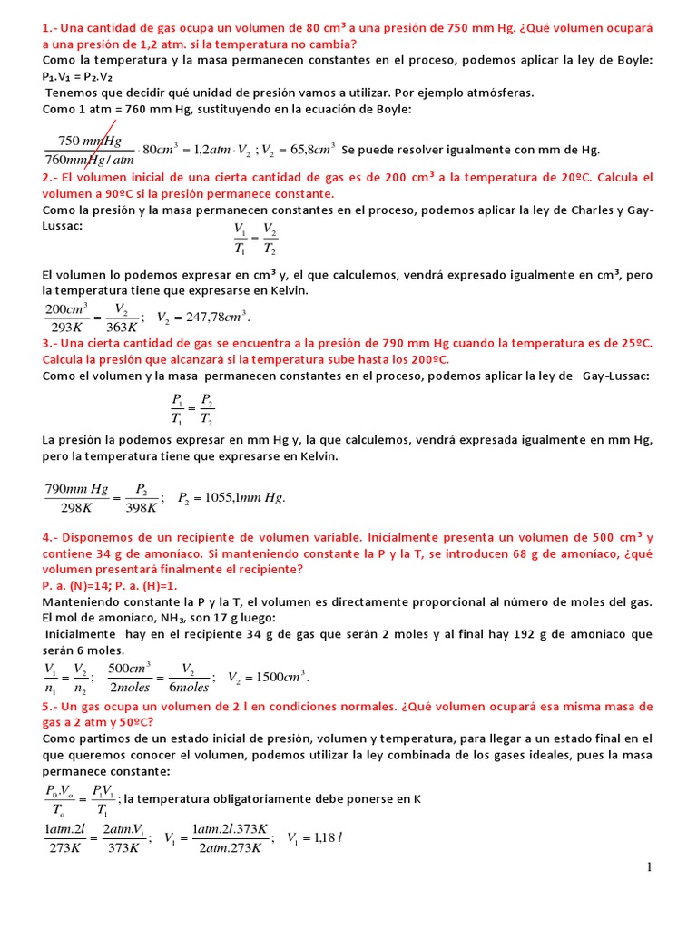 Ejercicios Resueltos de Gases Ideales | PDF | Gases | Mole (Unidad)