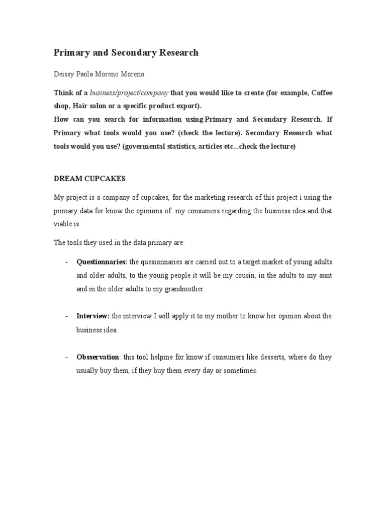 Market Research for Dream Cupcakes | PDF