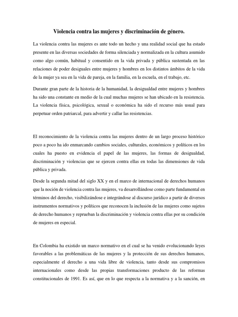 Violencia Contra Las Mujeres y Discriminación de Género | PDF | La ...