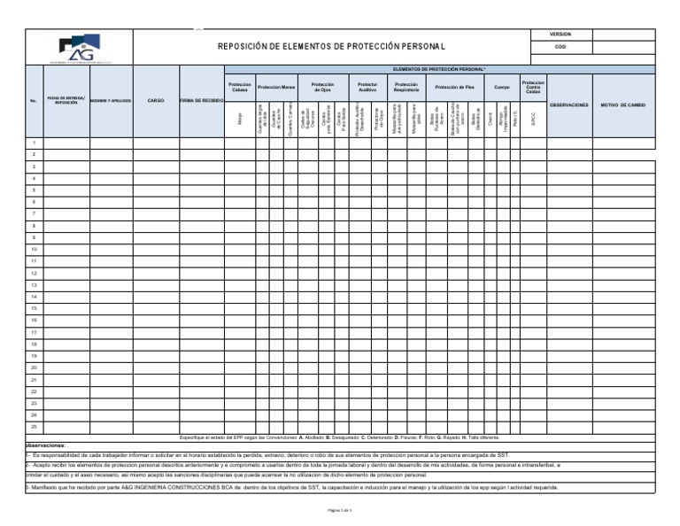 Formato Reposición de EPP | PDF