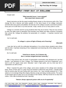 My First Day at College Essay English Taleem Tutor