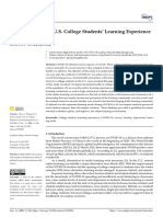 Education Sciences: A Survey Study On U.S. College Students' Learning Experience in COVID-19