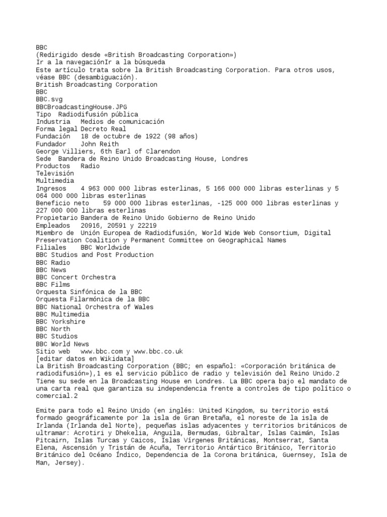 Historia y Estructura de la BBC | PDF | Bbc | Televisión de alta definición