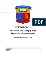 Sitxglc001: Research and Comply With Regulatory Requirement