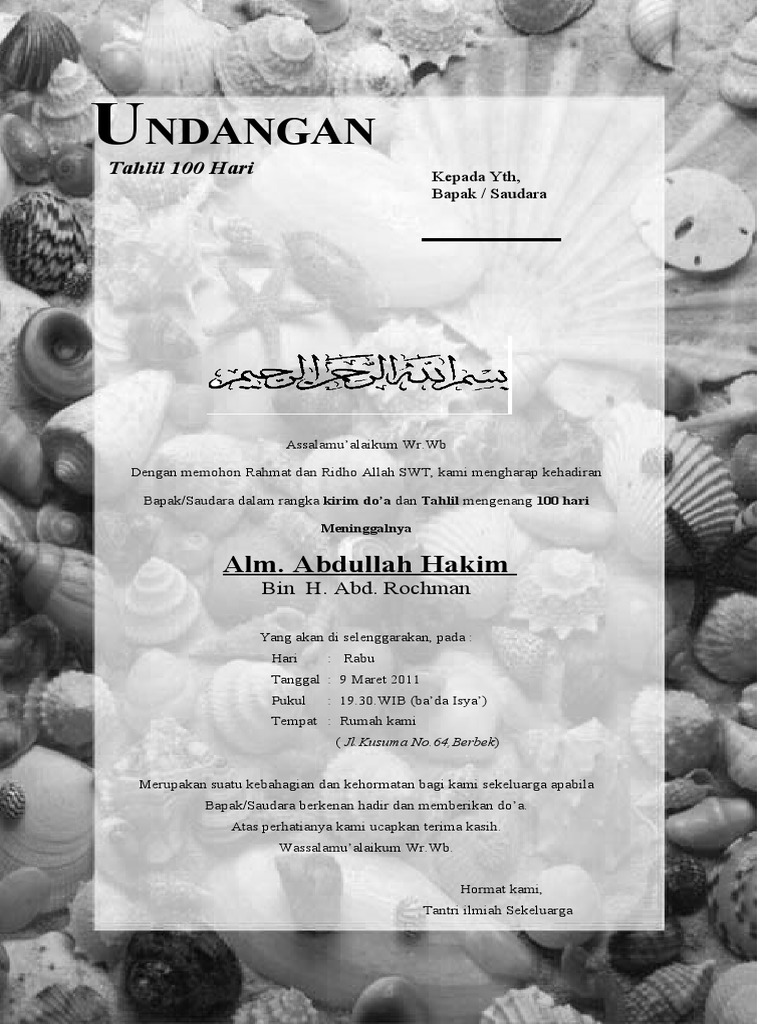 470 Contoh Undangan Acara 100 Hari Terbaik Gratis