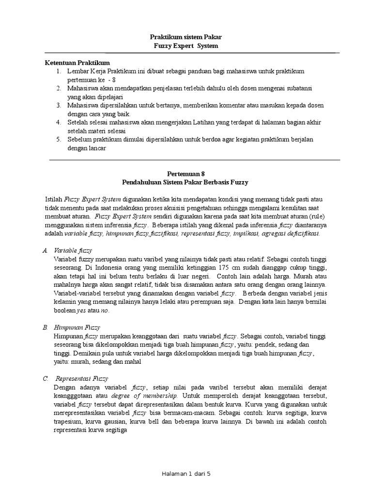 Praktikum Sistem Pakar Fuzzy | PDF