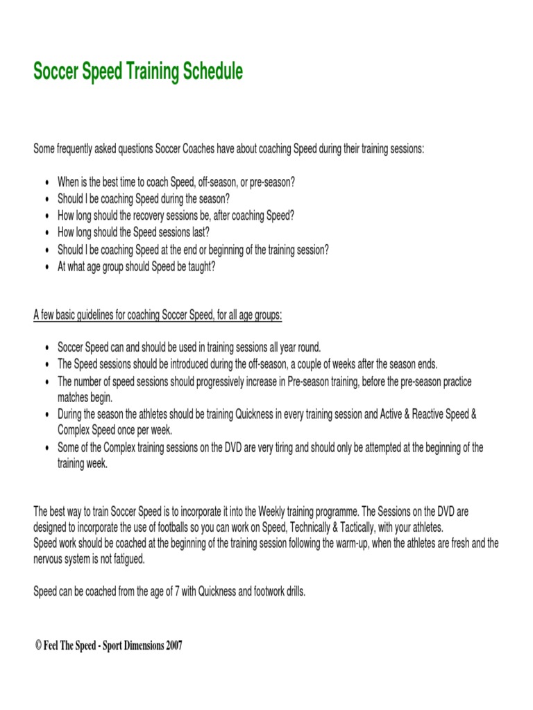 Soccer Speed Training Schedule PDF