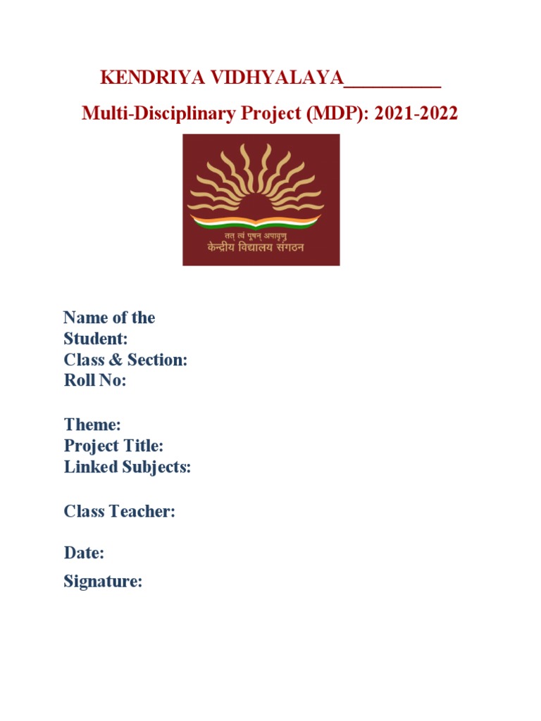 MDP Front Page Design for Kendriya Vidyalaya | PDF | Art