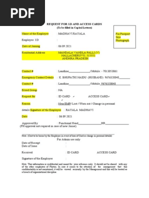 ID card form