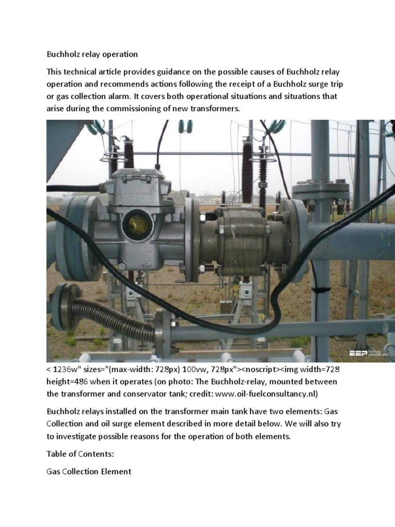 Buchholz Relay Operation PDF Transformer Fuse (Electrical)