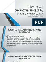 NATURE and CHARACTERISTICS of The STATE's POWER To TAX