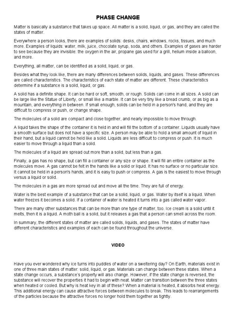 Phase Change | PDF | Liquids | Gases