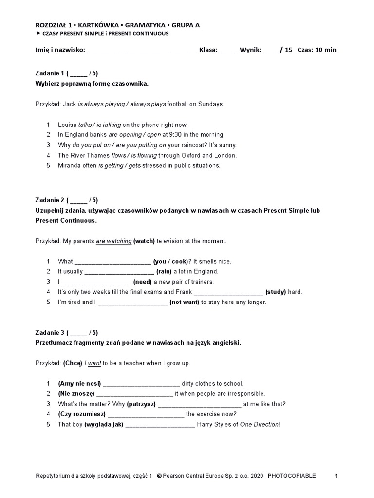 Repet cz1 U1 Short Test Grammar A | PDF