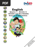 English: Quarter 1 - Module 3: Reliable and Non-Reliable Sources of Information